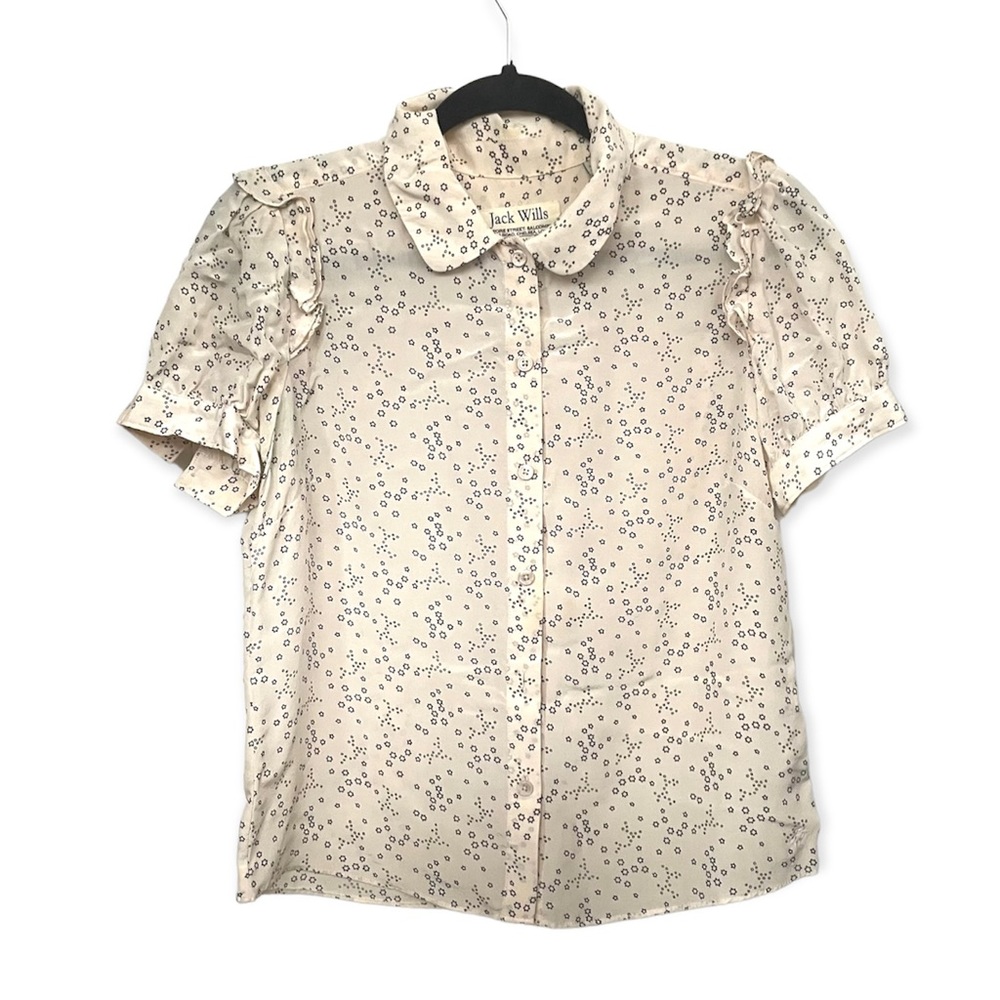 Jack Willis Women's Button Down, Silk Shirt w/ Star Print